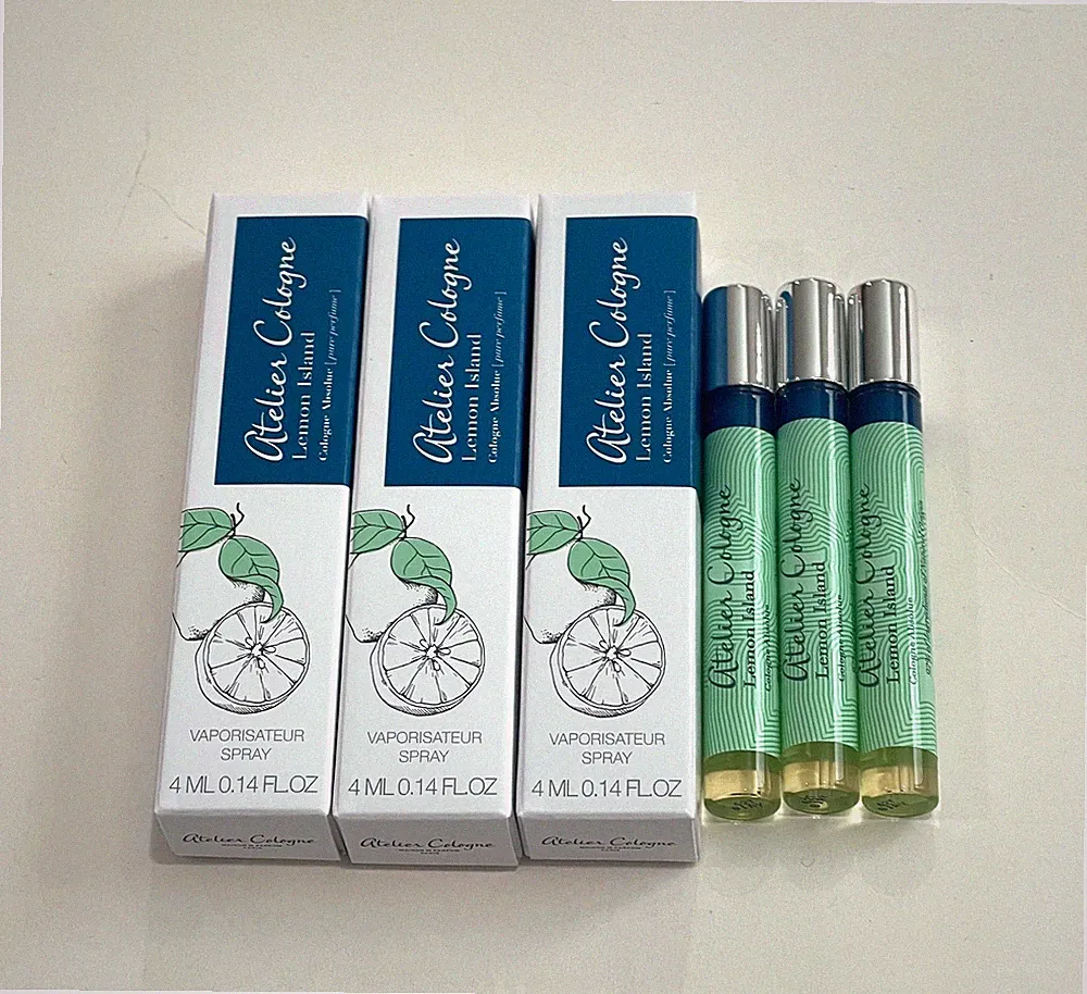 3 x Atelier Cologne Lemon Island Pure Perfume .14 fl oz / 4 ml Travel Spray NIB